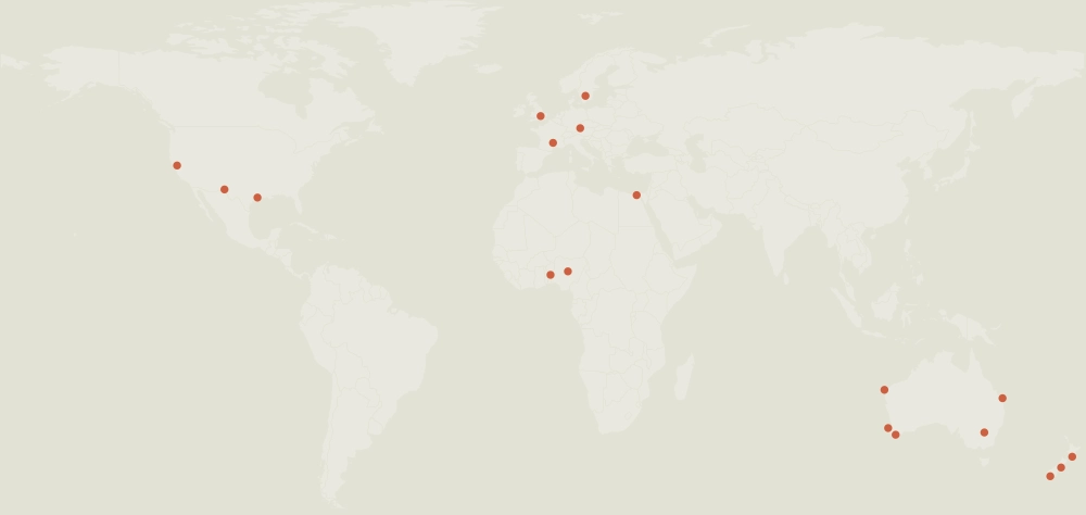 World map with the locations of our projects