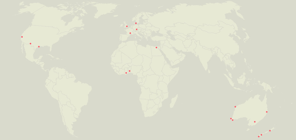 World map with the locations of our projects